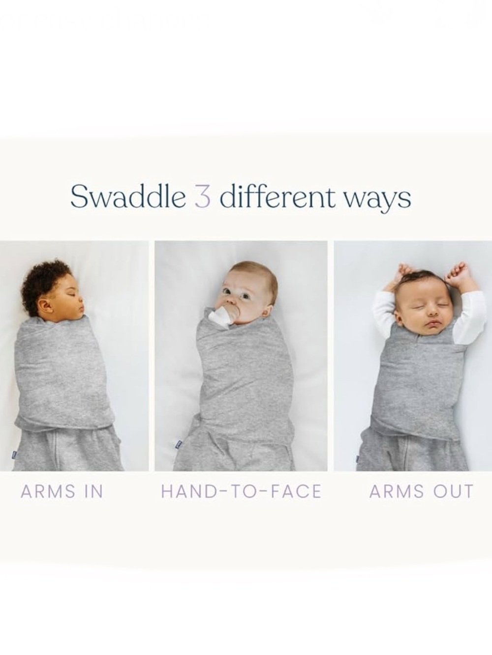 HALO 100% Cotton Sleepsack Swaddle, 3-Way Adjustable Wearable Blanket grey 3-6 m